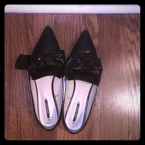 ZARA flat black leather shoes 👞